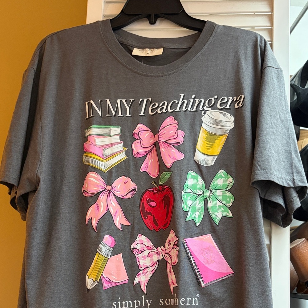 Simply Southern Charcoal Tee with Colorful School Graphics
